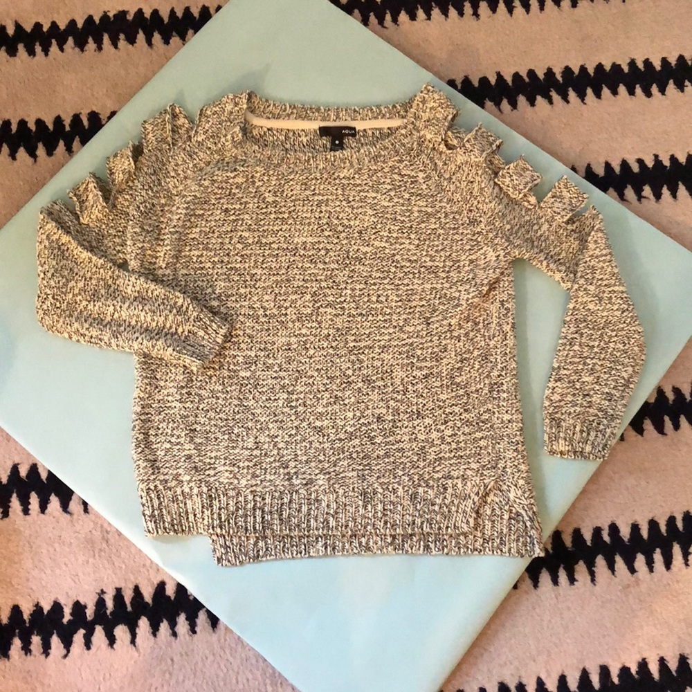 Aqua cold shoulder detail sweater